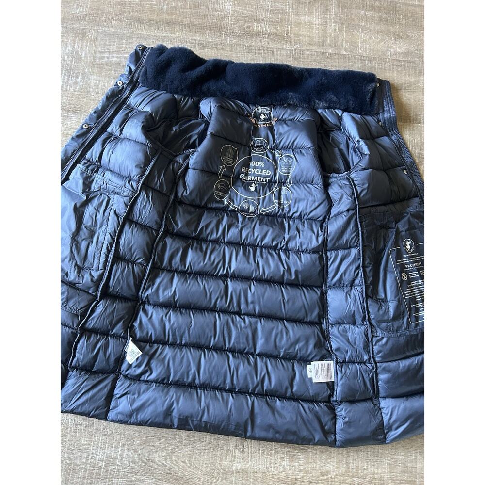 Save The Duck Dalea Faux Fur Collar Longline Puffer Jacket Blue Women’s Small - Picture 3 of 14